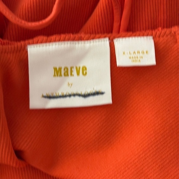 Maeve Anthropologie Ruffled V-Neck Top in Orange Size XL NWOT - Picture 4 of 5